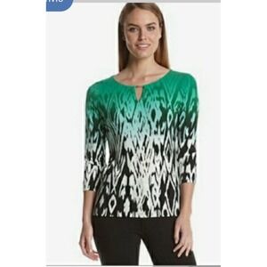 Calvin Klein‎ Women's Ombre Art to Wear 3/4 Sleeves S Boho Stretch Office Career